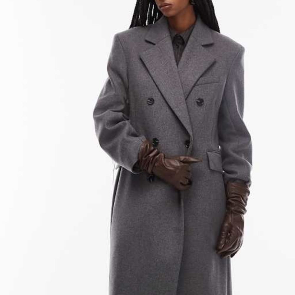 Grey Double-Breasted Coat - Wool And Cashmere Blend